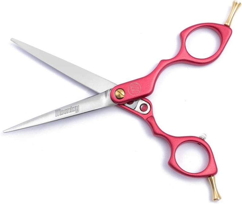 Moontay 6.0" Professional Straight Pet Grooming Scissor, Dog Cat Grooming Shear/Scissor with Ultra-Light Aeronautical Aluminum Handle, 440C Japanese Stainless Steel Pet Grooming Shear, Red - Image 3
